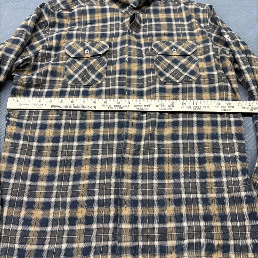 Kuhl Men's Casual Cotton Plaid Button Down Shirt Flannel - Black & Tan Size L